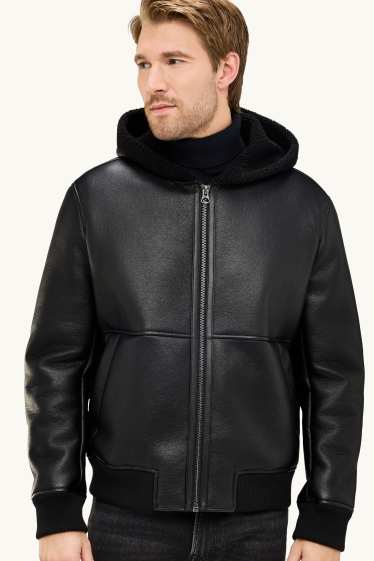 Hommes - Veste à capuche - matière synthétique - noir