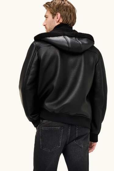 Hommes - Veste à capuche - matière synthétique - noir