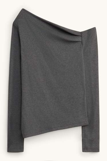 Women - Long sleeve top - regular fit - dark gray