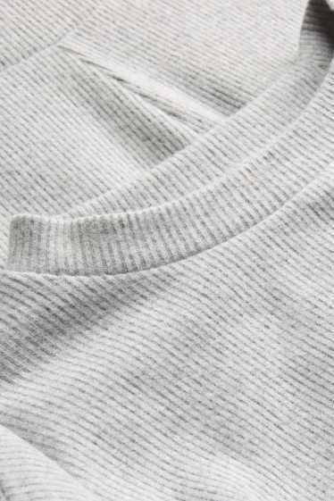 Kinder Mädchen - Set - Langarmshirt und Jogginghose - gerippt - 2 teilig - hellgrau