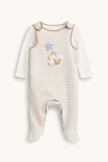 Neonati - Volpe - set con tutina - con fodera in pelo - 2 pezzi - bianco / beige