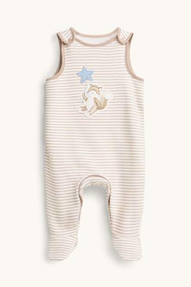 Neonati - Volpe - set con tutina - con fodera in pelo - 2 pezzi - bianco / beige