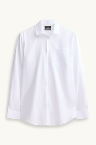Hommes - Chemise de bureau - regular fit - col kent - facile à repasser - blanc