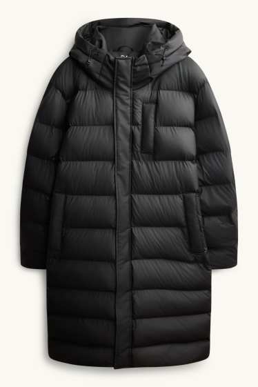 Uomo - Cappotto trapuntato con cappuccio - foderato - impermeabile - nero
