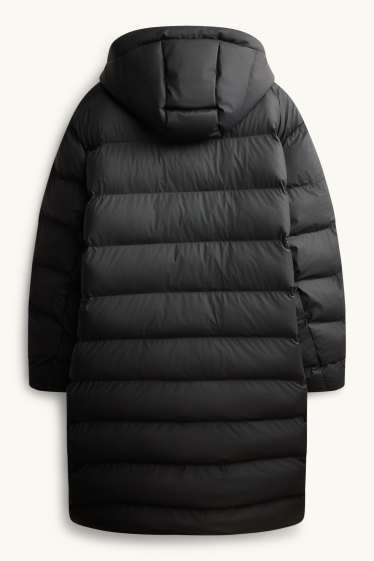 Uomo - Cappotto trapuntato con cappuccio - foderato - impermeabile - nero