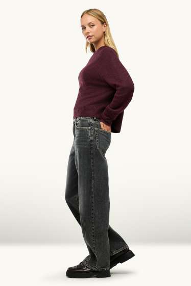 Damen - Barrel Jeans - Mid Waist - dunkeljeansgrau