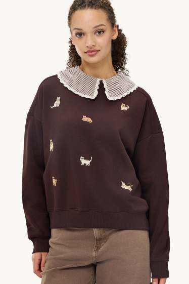 Femmes - Sweat Oversize - marron foncé