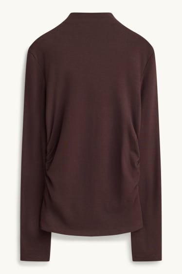 Femei - Tricou cu mânecă lungă - slim fit - maro închis