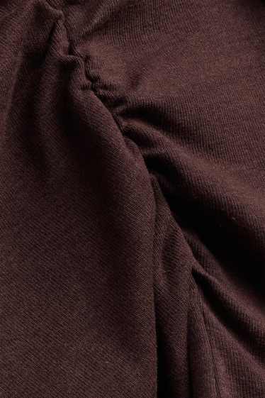 Femei - Tricou cu mânecă lungă - slim fit - maro închis