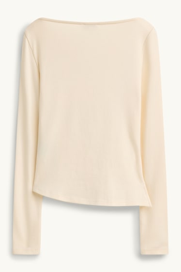 Donna - Maglia a maniche lunghe - slim fit - crema