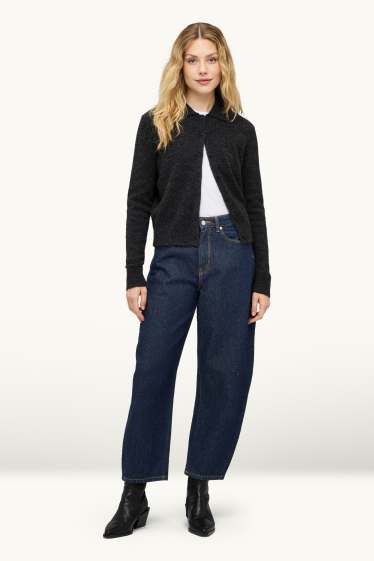 Women - Barrel jeans - high waist - denim-dark blue