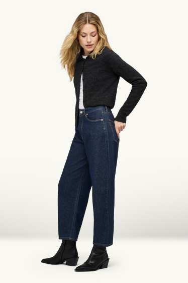 Women - Barrel jeans - high waist - denim-dark blue