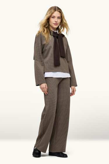 Damen - Jogginghose - gemustert - taupe