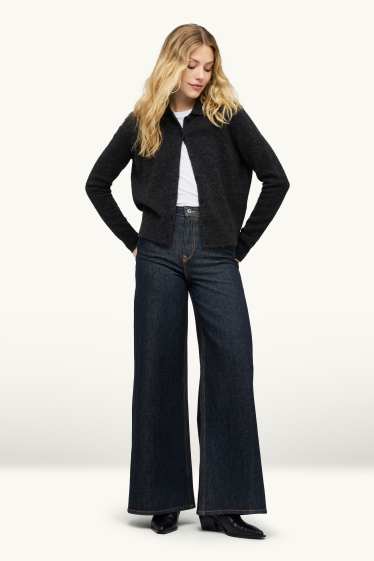 Damen - Wide Leg Jeans - High Waist  - dunkelblau