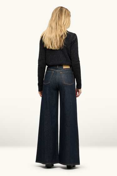 Damen - Wide Leg Jeans - High Waist  - dunkelblau