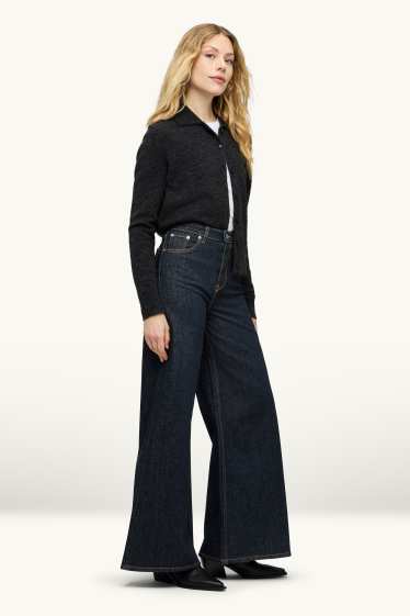 Damen - Wide Leg Jeans - High Waist  - dunkelblau
