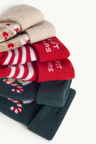 Baby Mädchen - Multipack 3er - Baby-Weihnachts-Noppensocken mit Motiv - rot