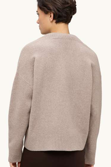Femmes - Pull à col en V - beige chiné