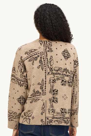 Femei - Pulover din tricot fin - cu model - negru / nej