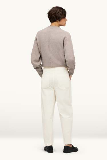 Dames - Broek van corduroy - high waist - barrel leg - LYCRA® - crème wit