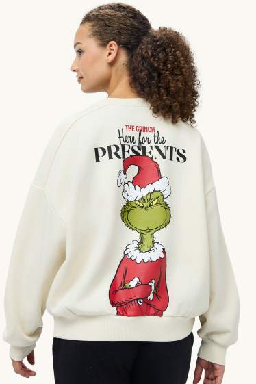 Damen - Oversized-Weihnachts-Sweatshirt - Der Grinch - cremefarben