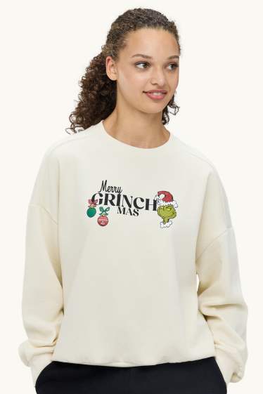 Damen - Oversized-Weihnachts-Sweatshirt - Der Grinch - cremefarben