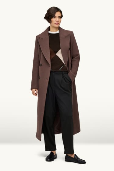 Femei - Pantaloni de stofă - talie înaltă - tapered fit - negru