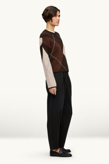 Femei - Pantaloni de stofă - talie înaltă - tapered fit - negru