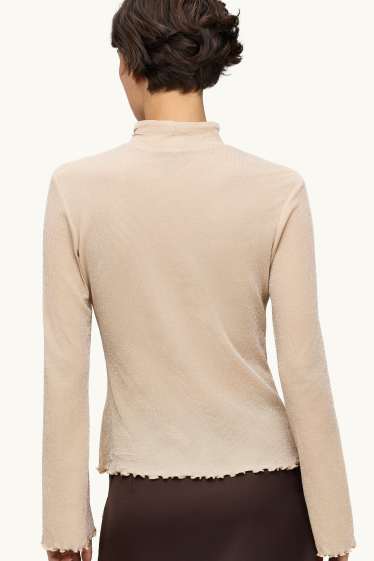 Damen - Langarmshirt - Regular Fit - Glanz-Effekt - cremefarben