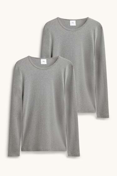 Uomo - Confezione da 2 - maglia intima - grigio melange
