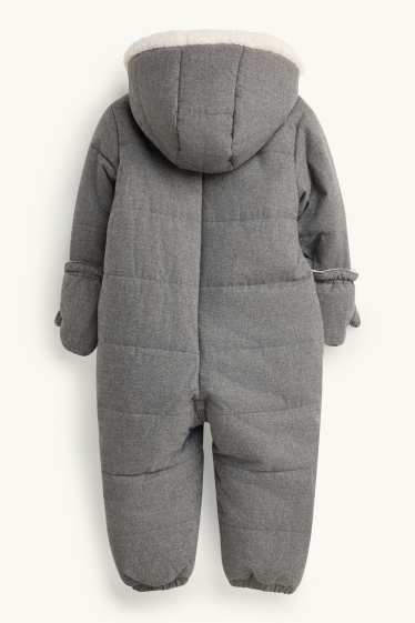 Baby Jungen - Teddybär - Baby-Stepp-Schneeanzug mit Kapuze - grau