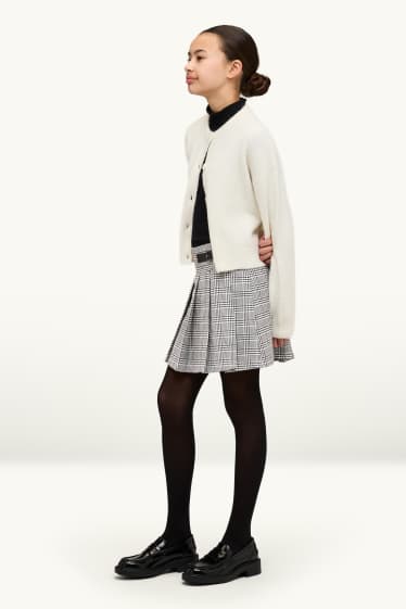 Children Girls - Skirt - check - black / white