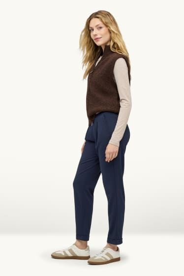 Damen - Stoffhose - Mid Waist - Tapered Fit - dunkelblau
