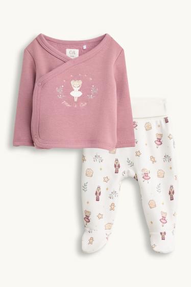 Bébés filles - Ballerine - tenue de Noël nouveau-né - doublée de peluche - blanc / rose