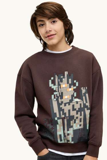 Bambini - Minecraft - felpa - marrone scuro