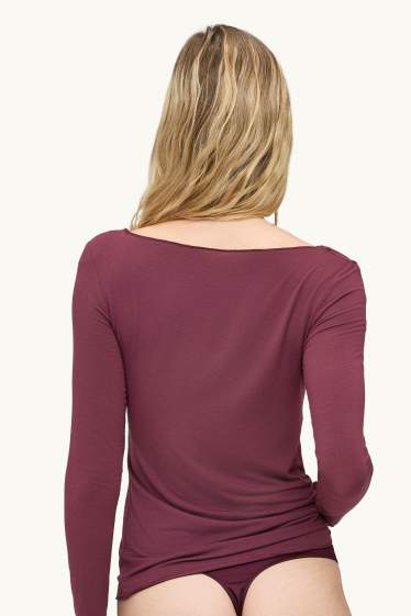 Dames - Ondershirt met kasjmiergehalte - bordeaux