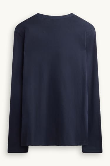 Bărbați - Tricou henley - regular fit - albastru închis