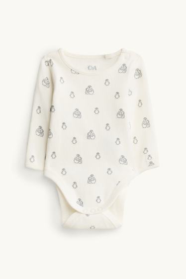 Unisex - Tučňáci - body pro miminka - krémově bílá