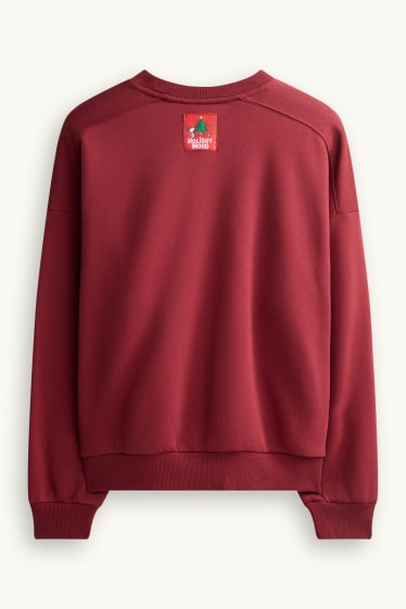 Damen - Oversized-Weihnachts-Sweatshirt - Snoopy - dunkelrot