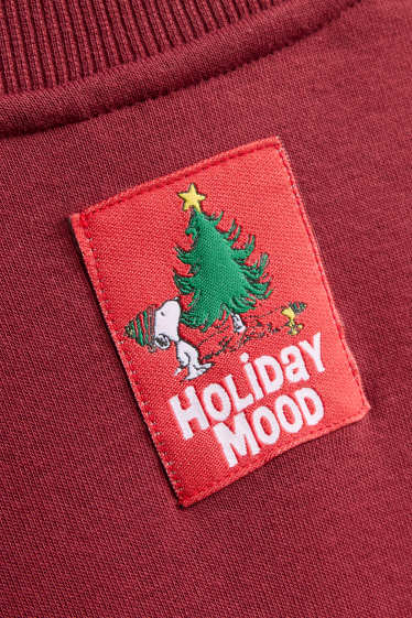 Damen - Oversized-Weihnachts-Sweatshirt - Snoopy - dunkelrot