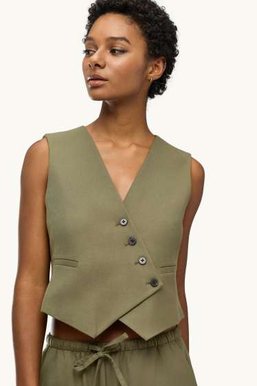 Femmes - Gilet sans manches - cintré - kaki