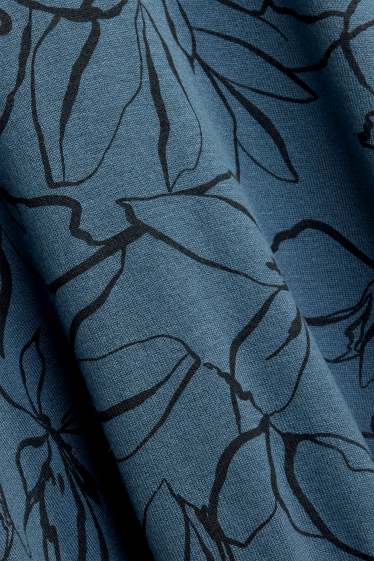 Damen - Pullover - gemustert - blau  / schwarz