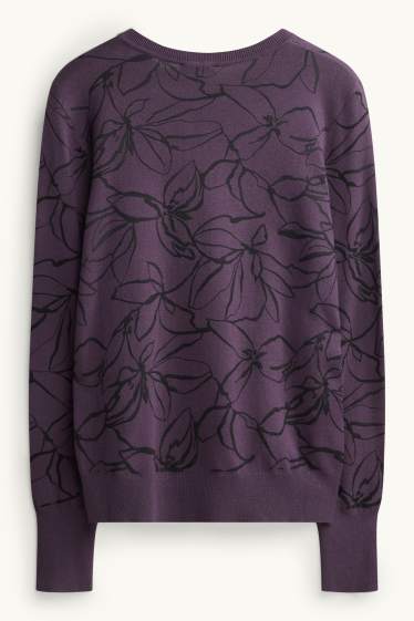 Damen - Pullover - gemustert - violett-melange