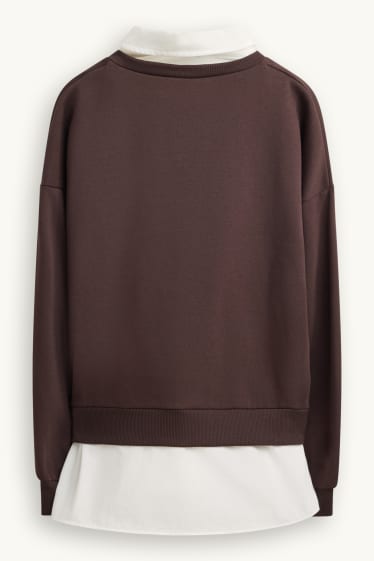 Femmes - Sweat - look 2-en-1 - marron