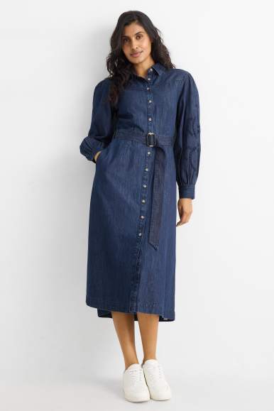 Conjunto Vestido camisero vaquero con cinturón