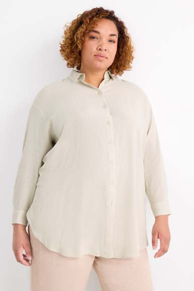 Tallas grandes Blusa camisera - mezcla de lino