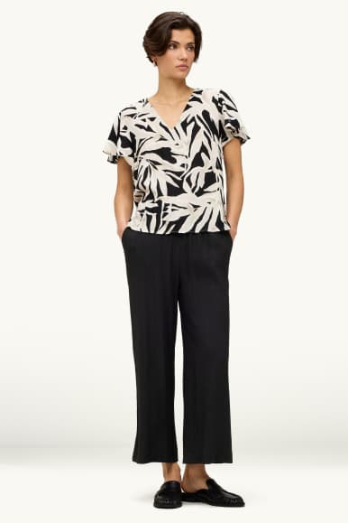 Pantalón crop de tela - high waist - palazzo