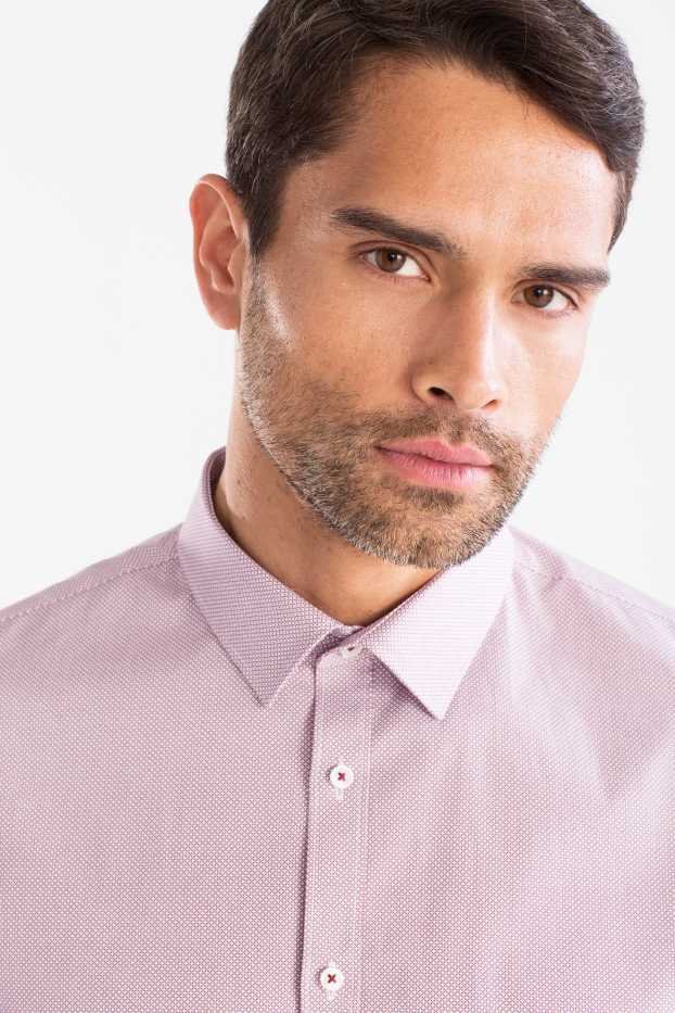 Hommes - Chemise de bureau - Body Fit - col Kent - rose pâle-chiné