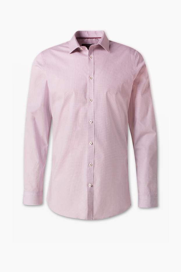 Hommes - Chemise de bureau - Body Fit - col Kent - rose pâle-chiné