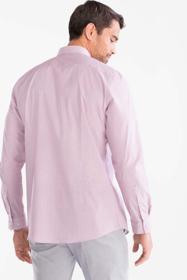Hommes - Chemise de bureau - Body Fit - col Kent - rose pâle-chiné